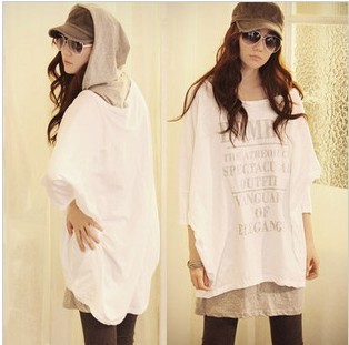 Maternity clothing autumn half sleeve dovetail long design t-shirt with a hood vest maternity clothing twinset t-shirt