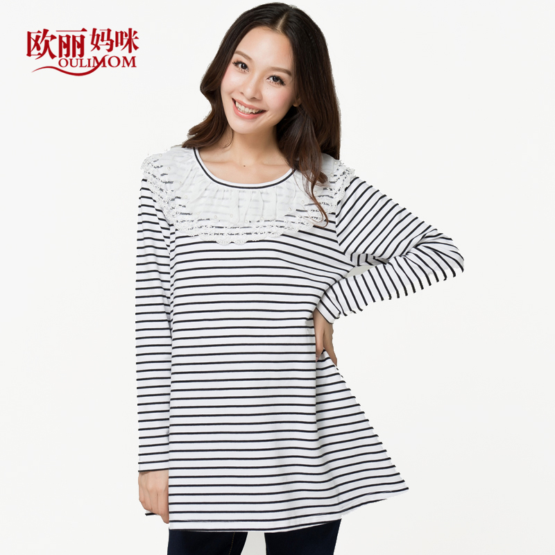 Maternity clothing autumn maternity long-sleeve T-shirt basic shirt fashion stripe maternity top free shipping dropshipping