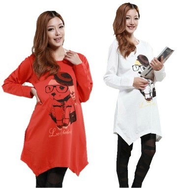 Maternity clothing autumn maternity long-sleeve top fashion maternity long design loose sweatshirt