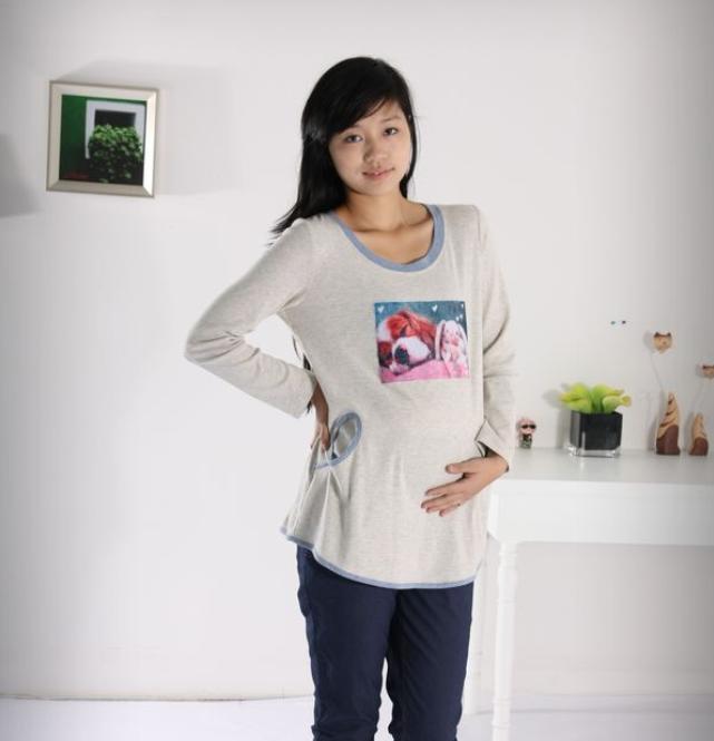 Maternity clothing autumn maternity top 100% cotton knitted top s1581