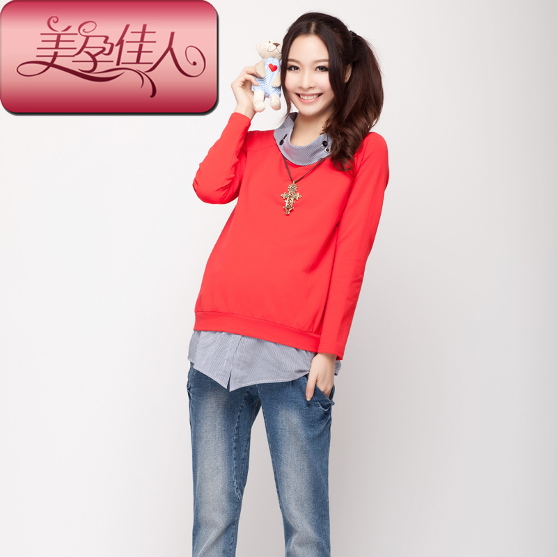 Maternity clothing autumn maternity top 100% cotton maternity long-sleeve T-shirt 1508