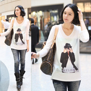 Maternity clothing autumn modern girl maternity t-shirt summer long-sleeve maternity top 2214