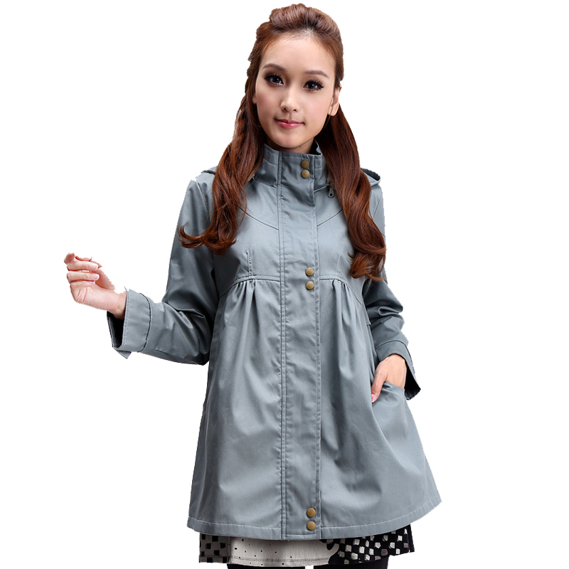 Maternity clothing autumn outerwear maternity top outerwear with a hood small trench a210