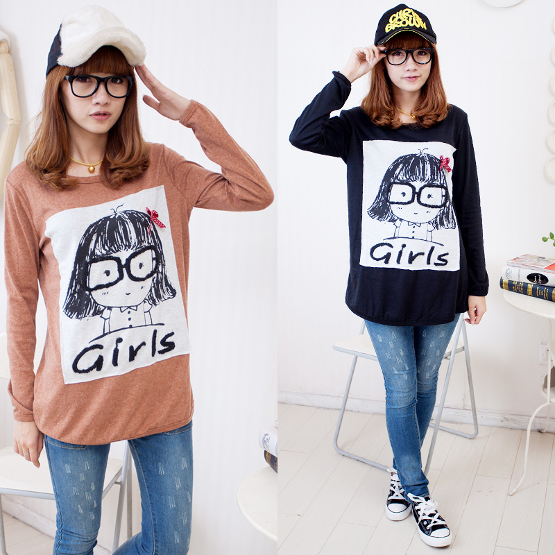 Maternity clothing autumn plus size comfortable loose glasses female maternity long-sleeve basic shirt t-shirt