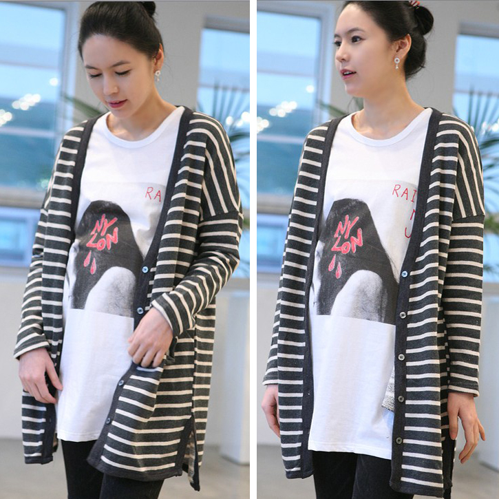 Maternity clothing autumn stripe maternity cardigan autumn and winter maternity top maternity outerwear