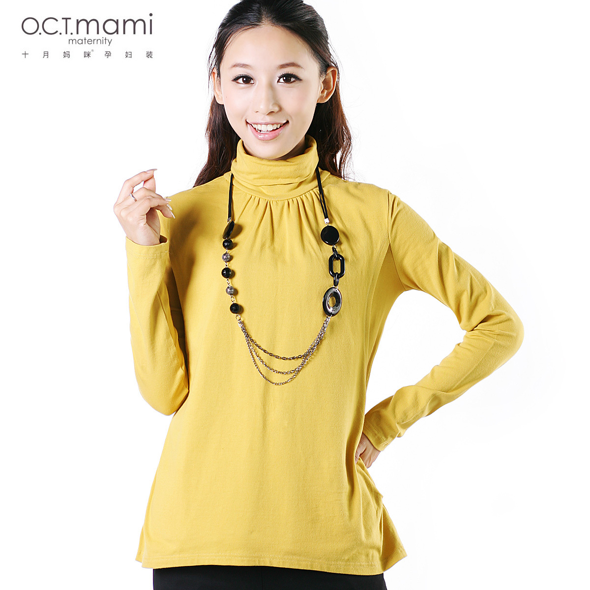 Maternity clothing autumn top basic shirt 100% cotton turtleneck thick maternity t-shirt