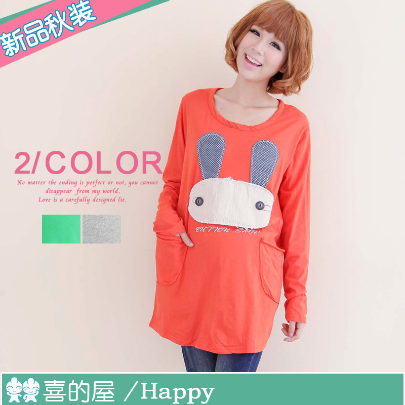 Maternity clothing autumn top fashion maternity t-shirt blue ear rabbit pattern maternity top