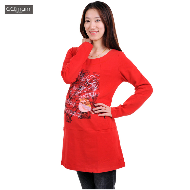 Maternity clothing  autumn top fish scale fabric print long design t-shirt sweatshirt