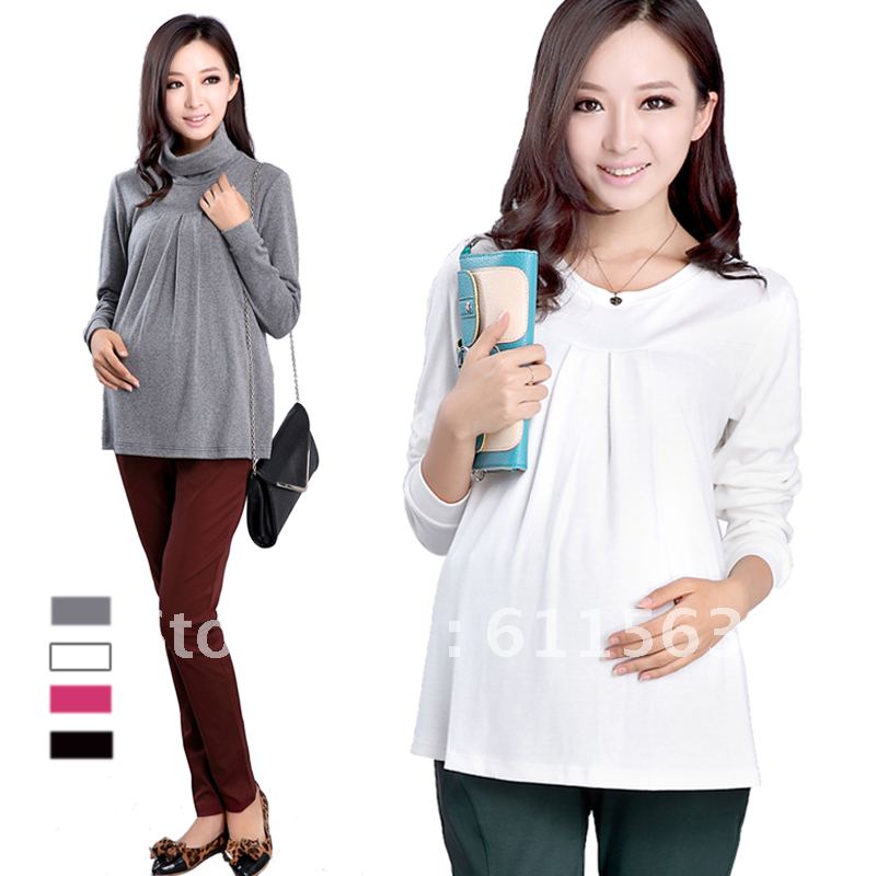 Maternity clothing autumn top maternity basic shirt long-sleeve thickening sanded 813