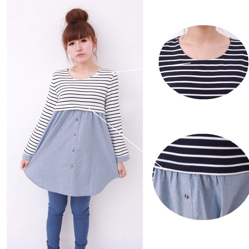 Maternity clothing autumn top skirt faux two piece nursing maternity long-sleeve T-shirt s819