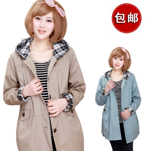 Maternity clothing autumn trench 100% cotton plus size fashion with a hood maternity outerwear top