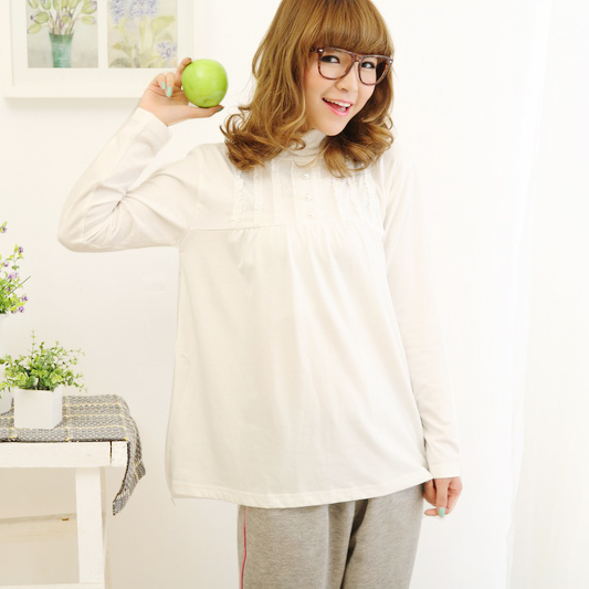 Maternity clothing baimuer laciness maternity autumn basic shirt autumn maternity basic top