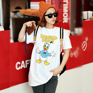 Maternity clothing casual all-match cartoon maternity short-sleeve o-neck T-shirt long design top