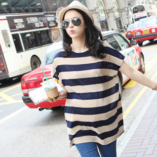 Maternity clothing casual loose stripe small batwing sleeve maternity short-sleeve T-shirt maternity top