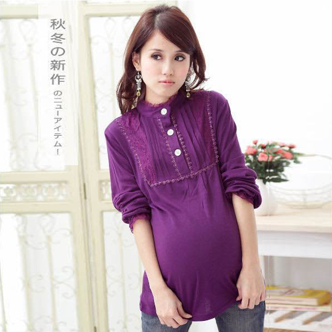 Maternity clothing decoration lace elastic maternity basic shirt spring comfortable all-match maternity top