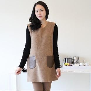 Maternity clothing fashion sleeveless maternity top berber fleece maternity vest personalized leather pocket spring