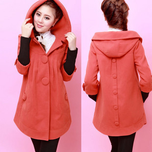 Maternity clothing fashion with a hood maternity trench outerwear gloves thickening cashmere overcoat