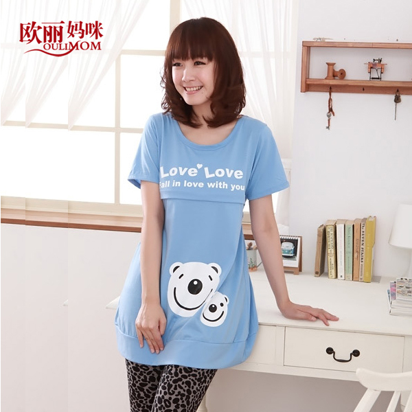 Maternity clothing loose maternity t-shirt short-sleeve nursing loading nursing clothes summer