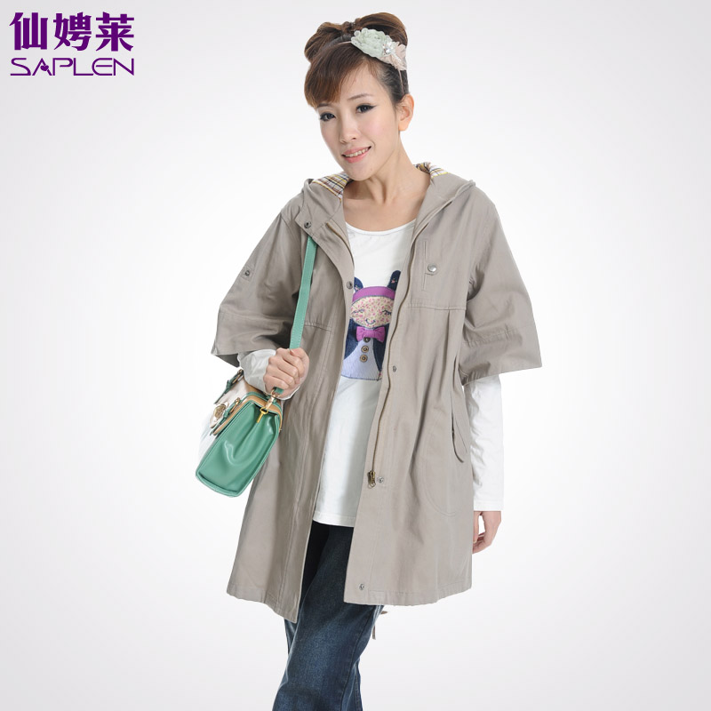 Maternity clothing maternity 100% spring fashion cotton with a hood coat 160951