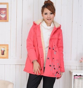 Maternity clothing maternity autumn and winter wadded jacket 58096 brushed thermal cotton-padded jacket print wadded jacket