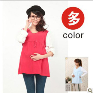 Maternity clothing maternity basic shirt long-sleeve cotton one-piece dress t-shirt fashion top plus size spring