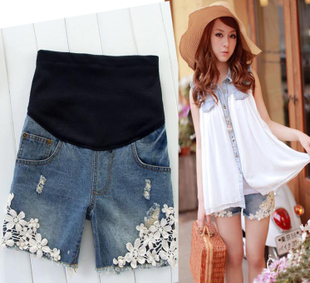 Maternity clothing maternity jeans fashion hook laciness pants maternity knee-length maternity shorts capris summer