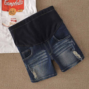 Maternity clothing maternity knee-length pants summer maternity denim shorts hole jeans maternity clothing