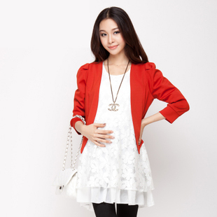 Maternity clothing maternity outerwear autumn fashion red maternity blazer 1617