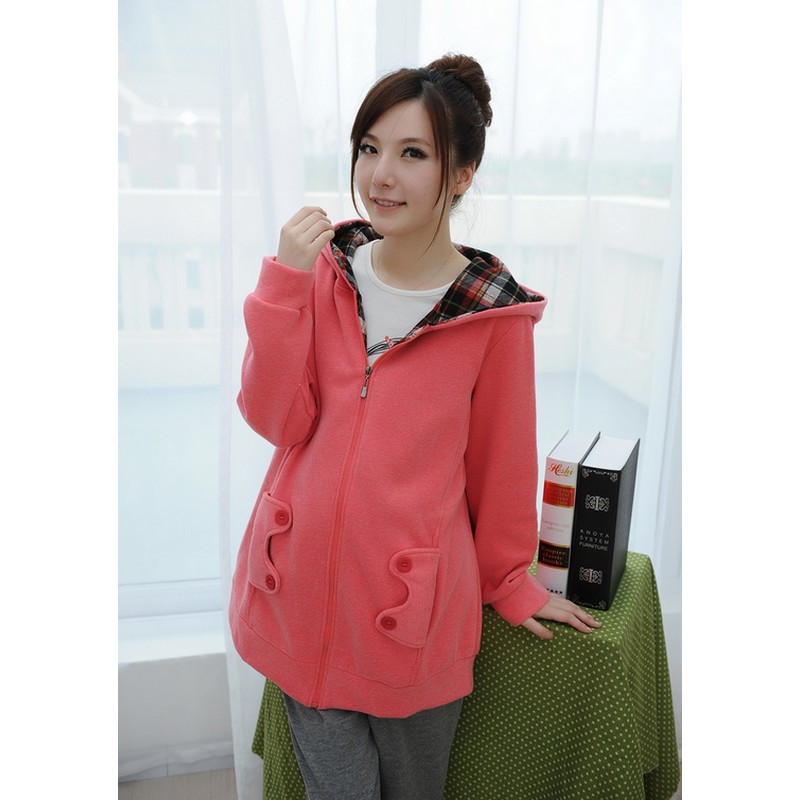 Maternity clothing maternity outerwear with a hood long-sleeve maternity top plus velvet maternity sweatshirt 12080