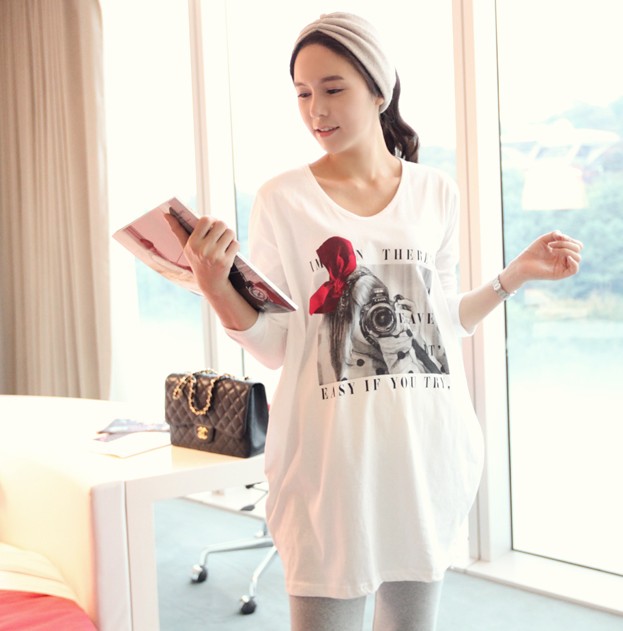 Maternity clothing maternity spring 100% casual cotton t-shirt top maternity long-sleeve top