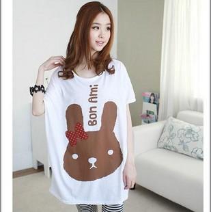 Maternity clothing maternity t-shirt batwing sleeve maternity short-sleeve T-shirt rabbit loose plus size maternity top