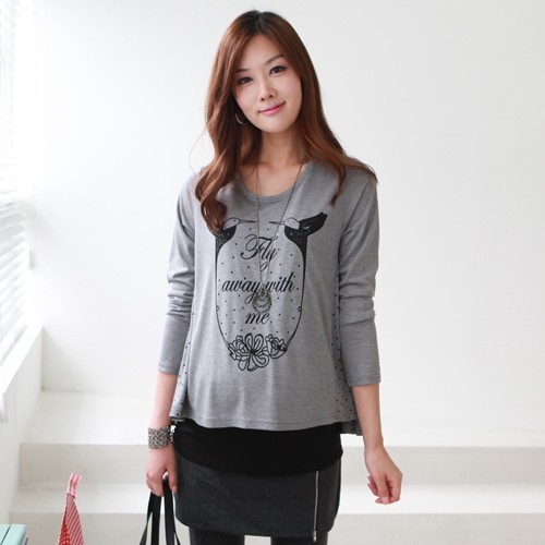 Maternity clothing maternity t-shirt maternity top autumn maternity fashion maternity t-shirt nursing faux two piece