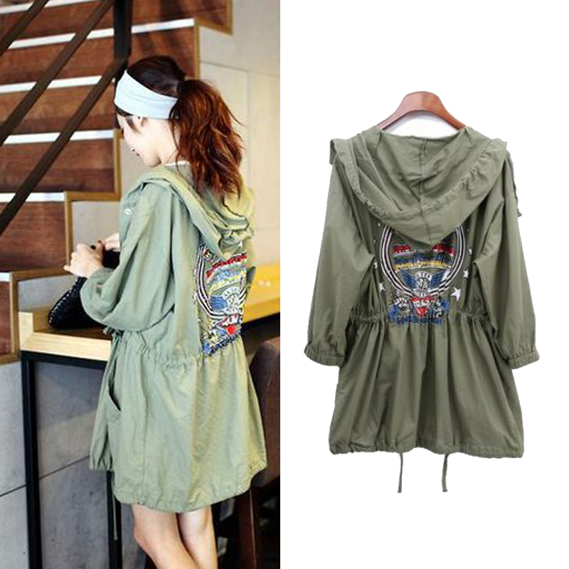 Maternity clothing maternity top loose long design outerwear military rope with a hood trench