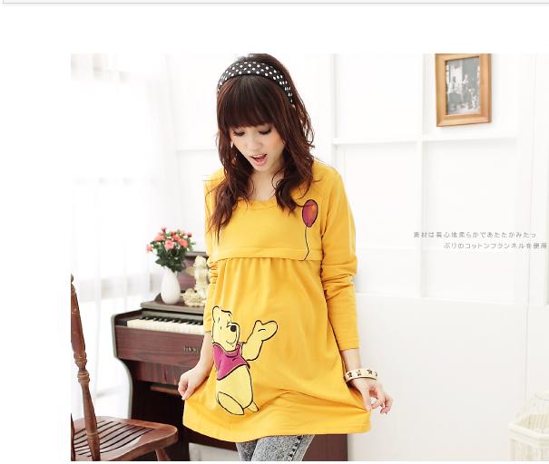 Maternity clothing maternity top maternity t-shirt bear zipper nursing clothes nursing clothing nursing loading