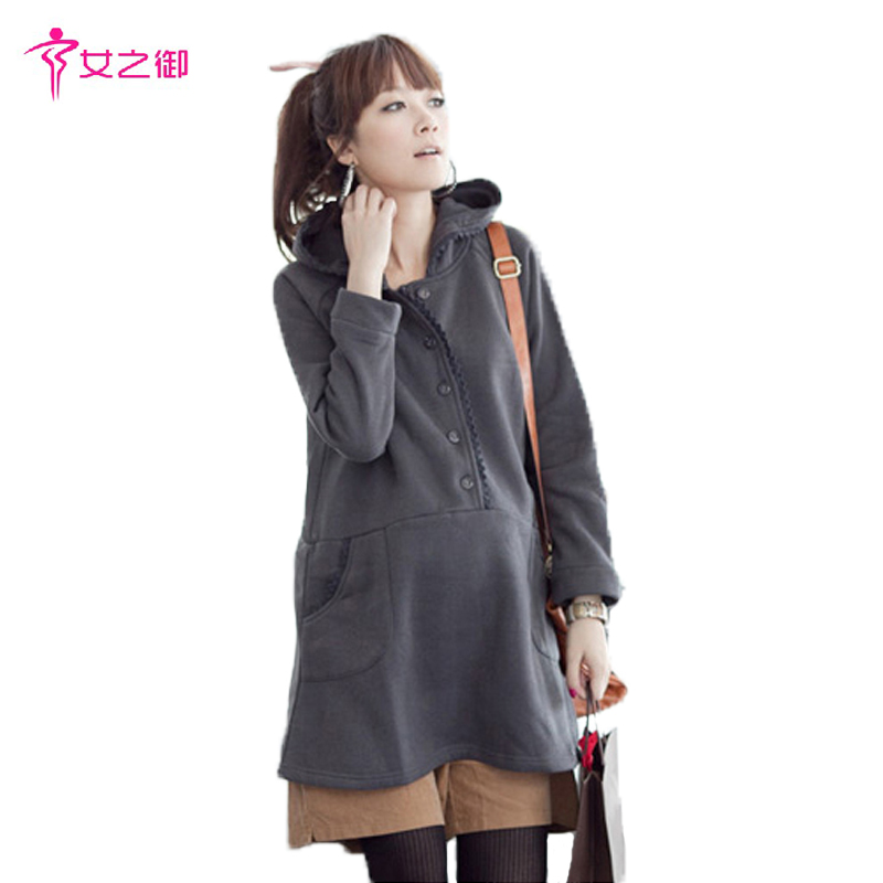 Maternity clothing maternity top winter thermal plus velvet outerwear sweatshirt