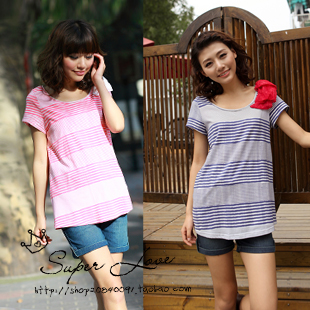 Maternity clothing new arrival summer coarse fine stripe flower decoration maternity t-shirt ys292832