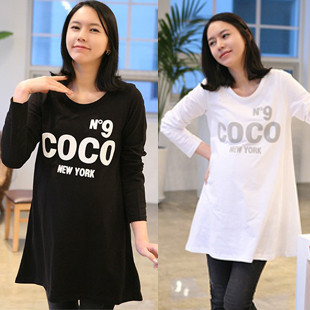 Maternity clothing simple fashion maternity long-sleeve top solid color