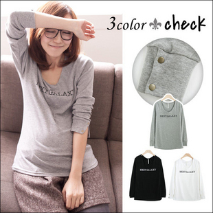 Maternity clothing spring 2012 maternity spring rivet maternity long-sleeve v-neck T-shirt 10516