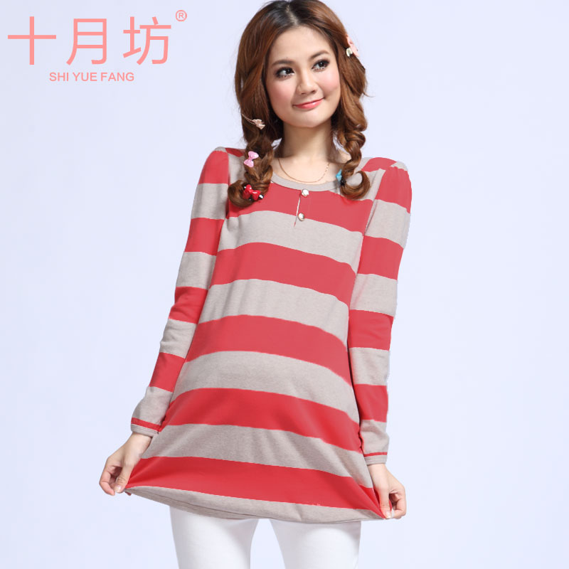 Maternity clothing spring and autumn 100% cotton maternity basic shirt autumn maternity long-sleeve T-shirt top ,Free shipping