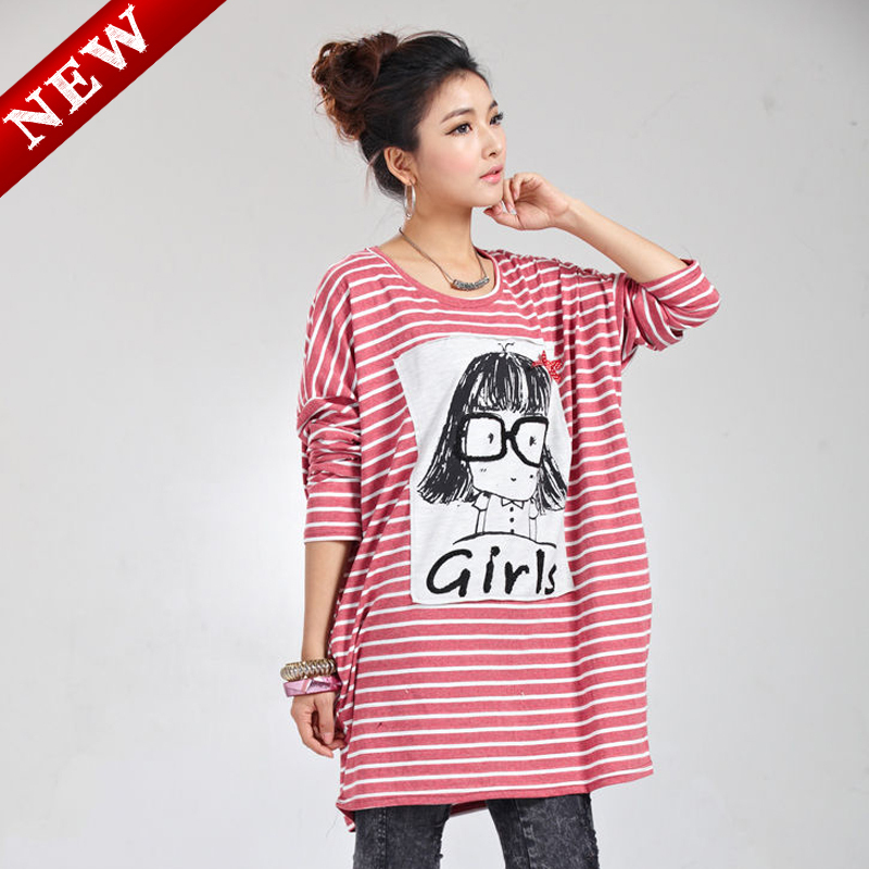 Maternity clothing spring and autumn beautiful cartoon girl `s t-shirt Large size pregnant woman coat free shipping