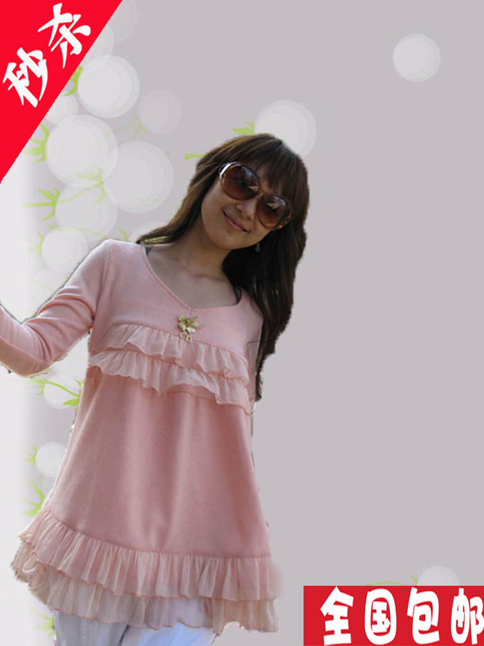 Maternity clothing spring and autumn fashion lace maternity shirt maternity basic shirt spring