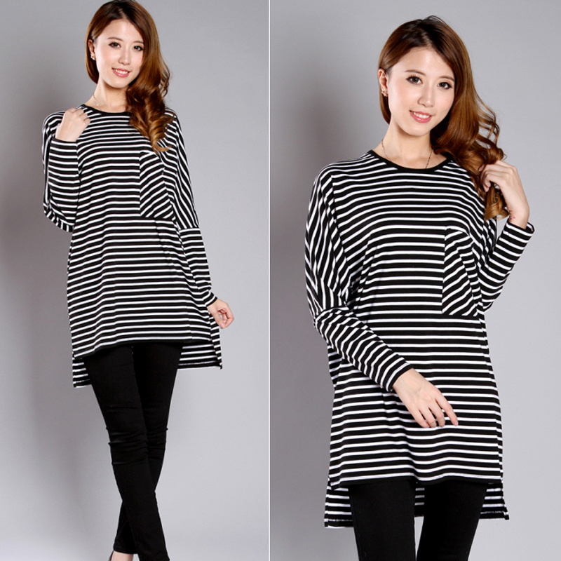 Maternity clothing spring and autumn long-sleeve shirt casual fashion maternity stripe lengthen top puerperal