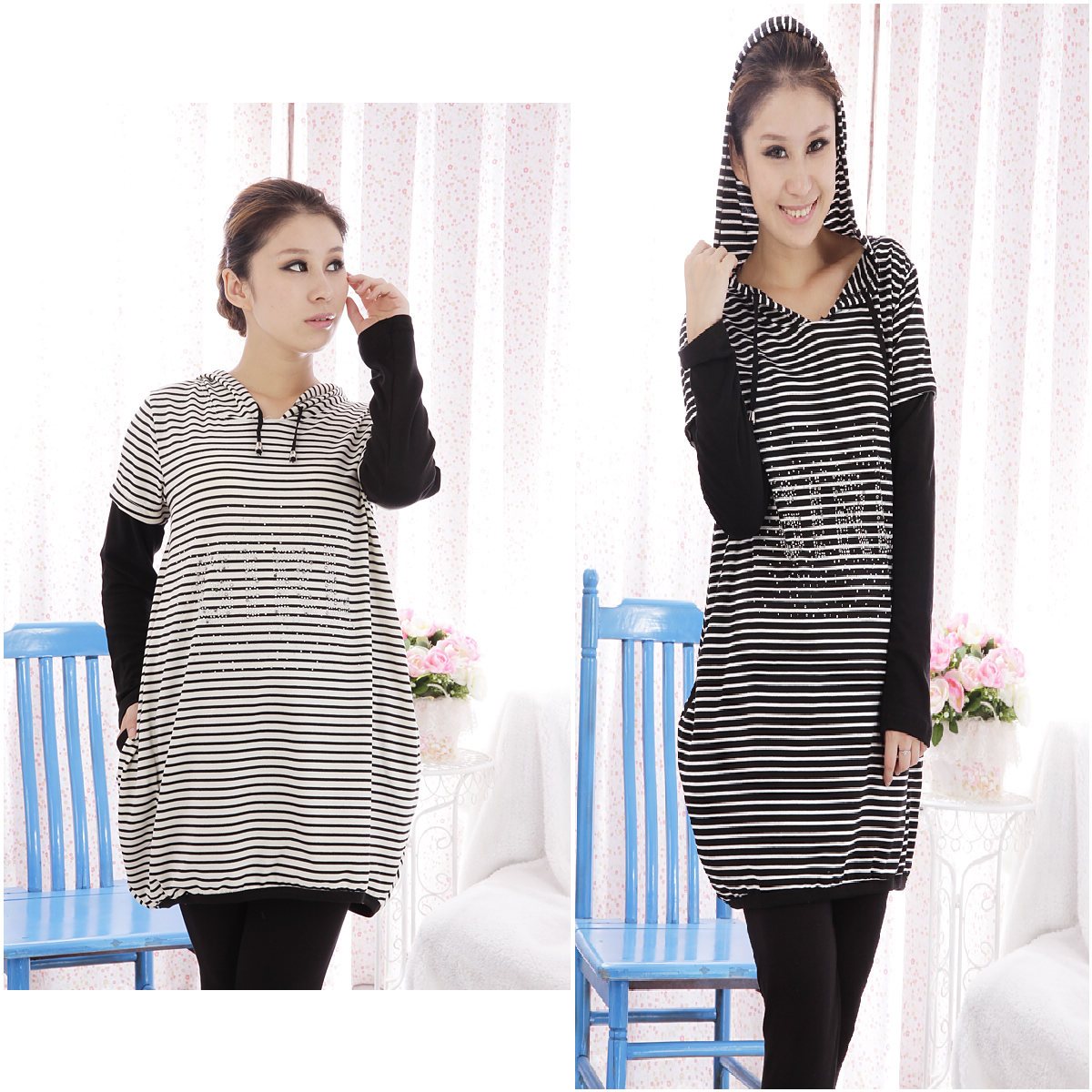 Maternity clothing spring and autumn stripe long-sleeve T-shirt plus size maternity top long-sleeve fashion spring