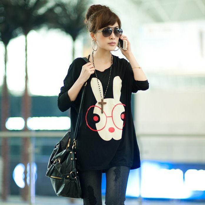 Maternity clothing spring and autumn thin fashion long-sleeve casual loose t-shirt spring and autumn long ears