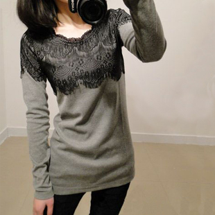 Maternity clothing spring basic shirt long-sleeve lace maternity top long design long-sleeve maternity t-shirt a65