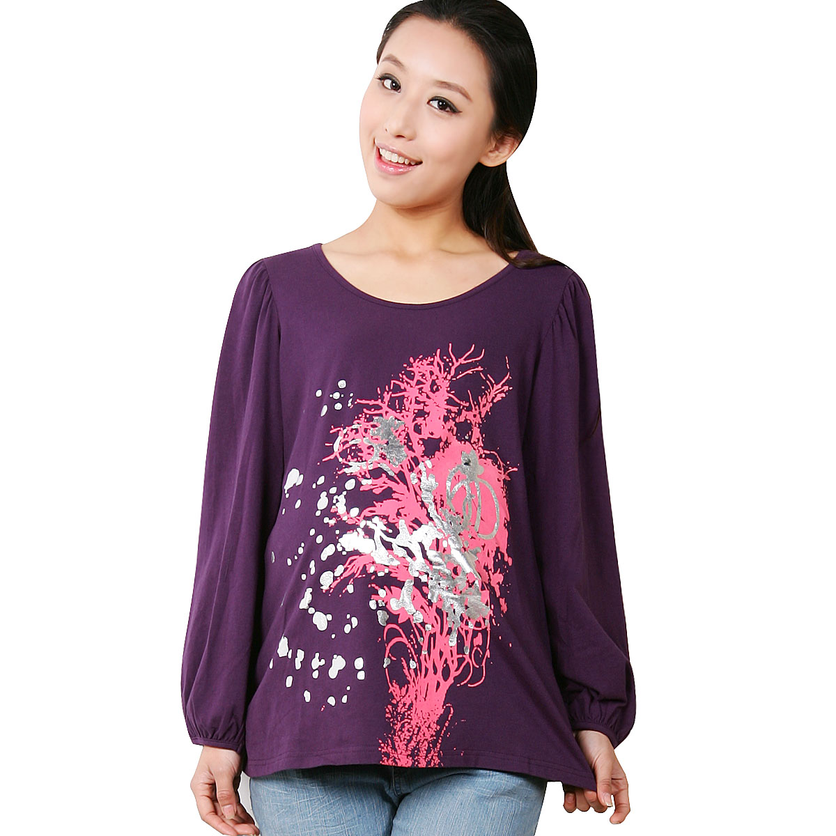 Maternity clothing spring casual print long-sleeve maternity t-shirt 1090110 298