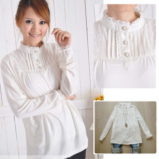 Maternity clothing spring fashion maternity lace top stand collar laciness maternity thermal clothing basic shirt top