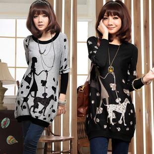 Maternity clothing spring maternity clothing maternity top long sleeve length pattern dog