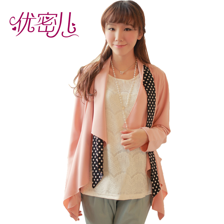 Maternity clothing spring maternity outerwear white collar casual suit chiffon silk scarf q881