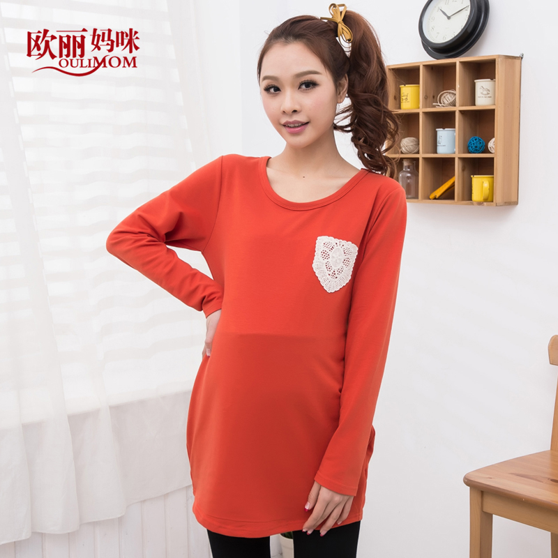 Maternity clothing spring o-neck sweatshirt maternity t-shirt long-sleeve top loose basic shirt